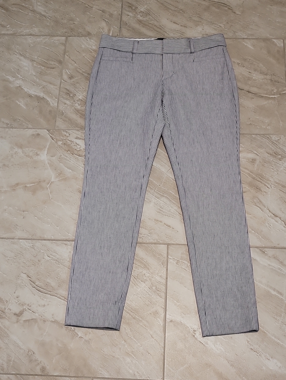 Banana Republic Women's Black & White Pinstripe Cropped Dress Pants